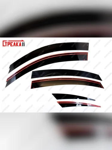 Дефлекторы окон 2D с хром накладками Стрелка11 (черные) INFINITI QX70  S51 (2013-2020)