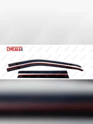 Дефлекторы окон 2D с хром накладками Стрелка11 (черные) Jeep Compass MP дорестайлинг (2016-2022)