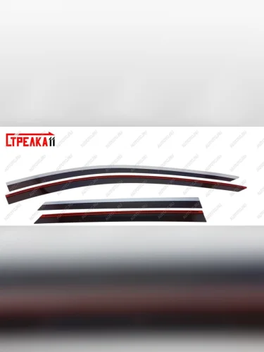 Дефлекторы окон 2D с хром накладками Стрелка11 (черные) Jetour X90 Plus (2021-2025)
