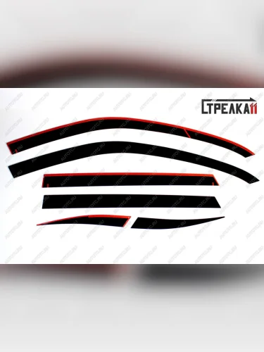 Дефлекторы окон (удлиненный) 2D Стрелка11 (черные) KIA Sorento MQ4 (2020-2022)