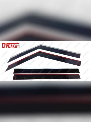 Дефлекторы окон 2D с хром накладками Стрелка11 (черные) KIA Soul SK3 (2018-2022)