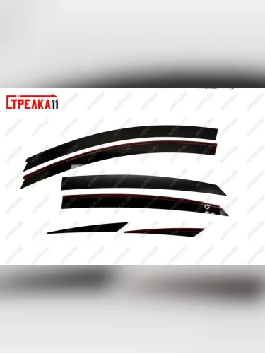 Дефлекторы окон 2D Стрелка11 (черные) Лада ВАЗ Веста Кросс SW 2181 универсал дорестайлинг (2017-2023)