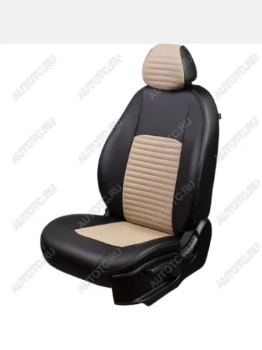 Комплект чехлов для сидений (к.Drive Active РЗСиС 60/40 3Г Илана+Орегон) ТУРИН-3 ст ЛАЙН Lord Autofashion (черный, вставка бежевая, строчка бежевая) Лада ВАЗ Гранта FL ( 2191,  2190,  2194,  2192) (2018-2025) лифтбек, седан, универсал, хэтчбек