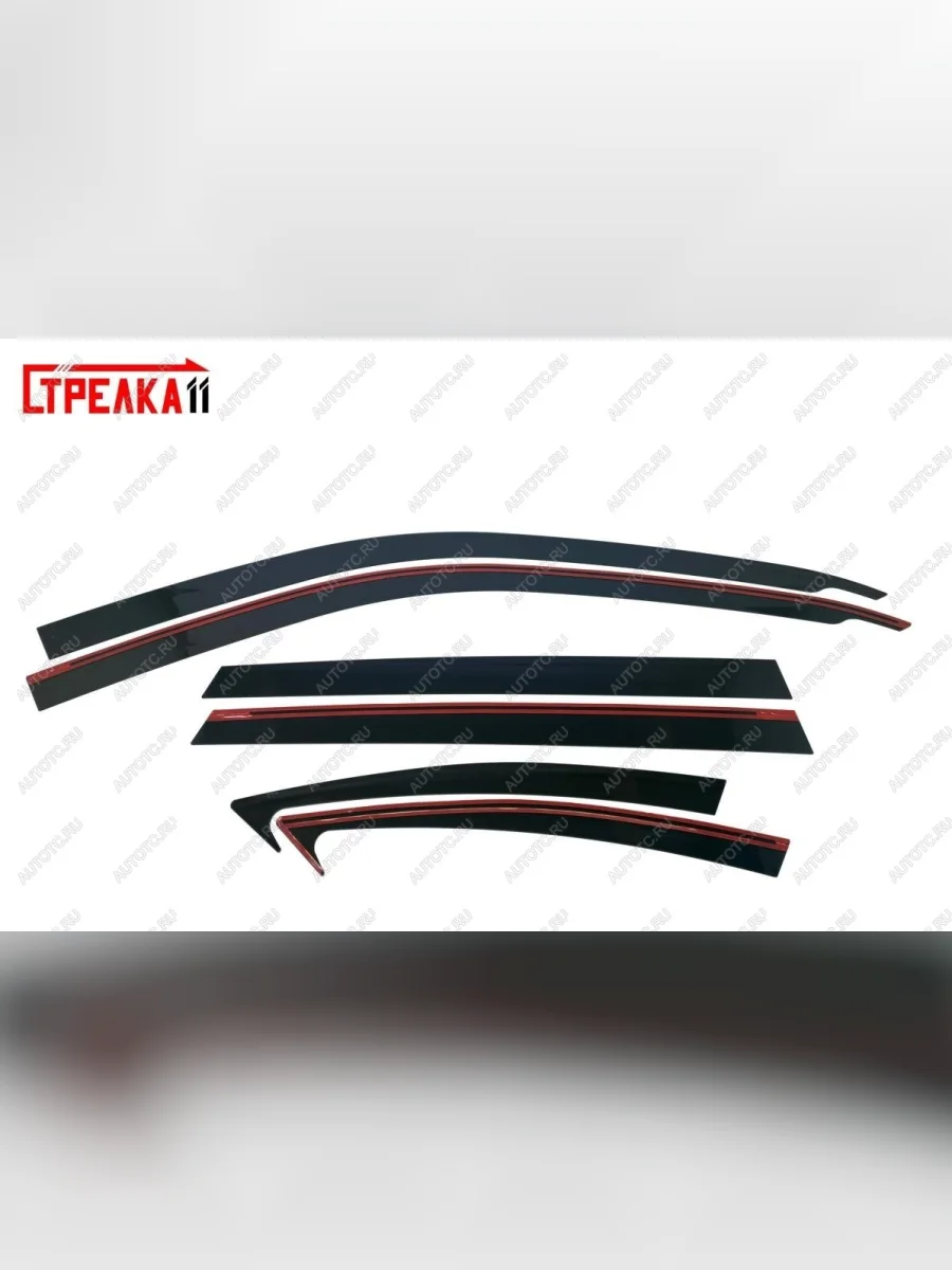 Дефлекторы окон 2D Стрелка11 KIA Ceed 2 JD дорестайлинг универсал (2012-2016) (черные)  с доставкой в г. Керчь