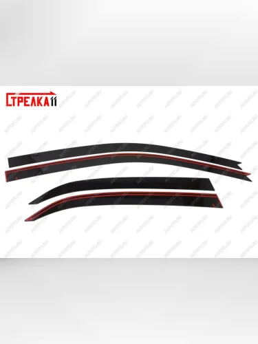 Дефлекторы окон 2D Стрелка11 (черные) Mitsubishi Lancer Evolution 8 CT9A седан (2003-2005)