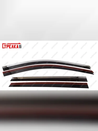 Дефлекторы окон 2D с хром накладками Стрелка11 (черные) Renault Koleos 2 (2016-2025)