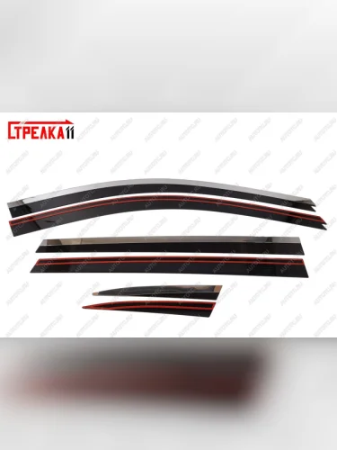 Дефлекторы окон 2D с хром накладками Стрелка11 (черные) Renault Koleos 2 (2016-2025)