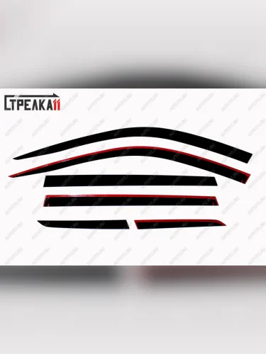 Дефлекторы окон 2D Стрелка11 (черные) Skoda Kodiaq 1 NS7 дорестайлинг (2017-2021)