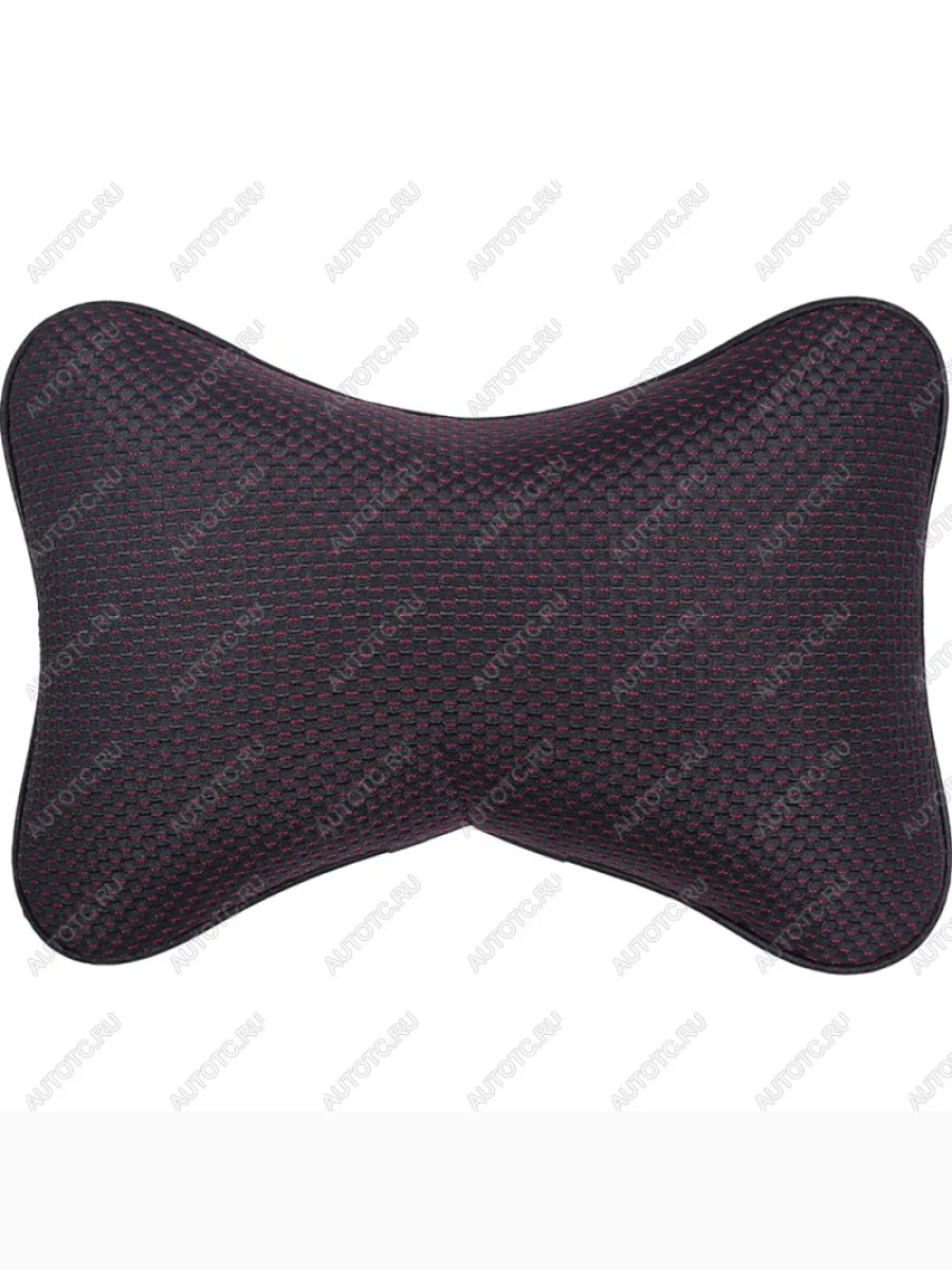 Подушка-косточка (жаккард) Lord Autofashion Mitsubishi Lancer 10 CY седан дорестайлинг (2007-2010) (черный, строчка Ёж красная)  с доставкой в г. Керчь