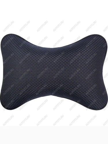 Подушка-косточка (жаккард) Lord Autofashion Ford S-Max 1 дорестайлинг (2006-2010) (черный, строчка Ёж синяя)