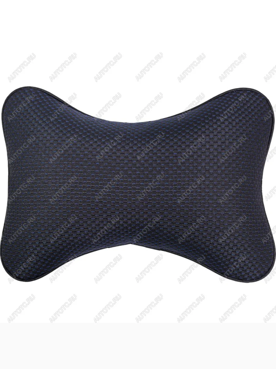 Подушка-косточка (жаккард) Lord Autofashion Mitsubishi Lancer 10 CY седан дорестайлинг (2007-2010) (черный, строчка Ёж синяя)  с доставкой в г. Керчь