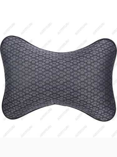 Подушка-косточка (жаккард) Lord Autofashion Ford S-Max 1 дорестайлинг (2006-2010) (черный, строчка Соты серая)