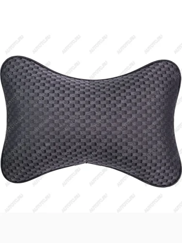 Подушка-косточка (жаккард) Lord Autofashion Ford S-Max 1 дорестайлинг (2006-2010) (черный, строчка Стежок серая)