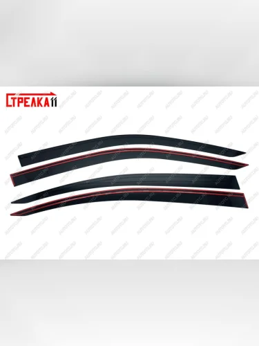 Дефлекторы окон 2D Стрелка11 (черные) Skoda Octavia  A5 (2008-2013) лифтбэк рестайлинг, рестайлинг универсал