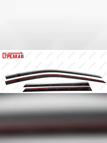 Дефлекторы окон 2D с хром накладками Стрелка11 (черные) Subaru Outback  BS/B15 (2014-2021) дорестайлинг универсал, рестайлинг универсал