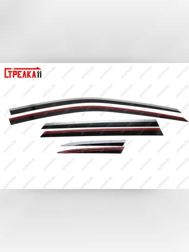 Дефлекторы окон 2D с хром накладками Стрелка11 (черные) Subaru Outback  BS/B15 (2014-2021) дорестайлинг универсал, рестайлинг универсал