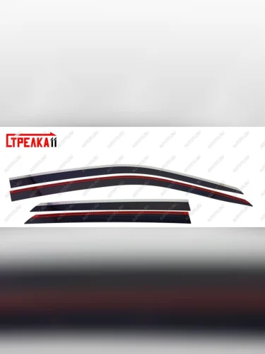 Дефлекторы окон 2D с хром накладками (ОАЭ) Стрелка11 (черные) Suzuki Baleno (2016-2025)