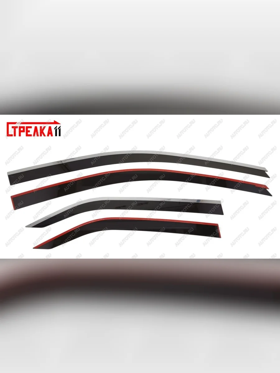 Дефлекторы окон 2D с хром накладками Стрелка11 Toyota Camry XV50 дорестайлинг (2011-2014) (черные)  в Керчи Республика Крым