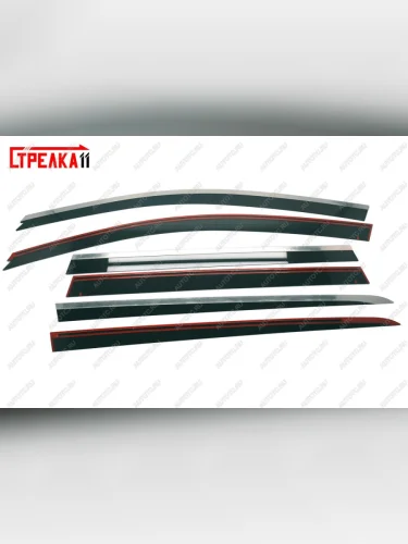 Дефлекторы окон 2D с хром накладками Стрелка11 (черные) Volvo XC70 рестайлинг (2013-2016)