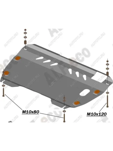 Защита картера и КПП (2,4 МКПП/АКПП) ALFECO (алюминий 3 мм) Toyota Camry XV40 рестайлинг (2009-2011)