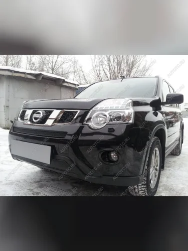 Защита радиатора (середина) Стрелка11 PREMIUM (черная) Nissan X-trail 2 T31 рестайлинг (2010-2015)