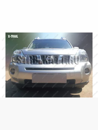 Защита радиатора (низ) Стрелка11 Стандарт (черная) Nissan X-trail 2 T31 дорестайлинг (2007-2011)