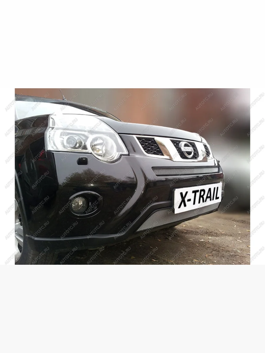 Защита радиатора (низ) Стрелка11 Стандарт Nissan X-trail 2 T31 рестайлинг (2010-2015) (хром)  в Керчи Республика Крым