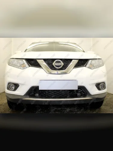 Защита радиатора (середина) Стрелка11 PREMIUM (черная) Nissan X-trail 3 T32 дорестайлинг (2013-2018)