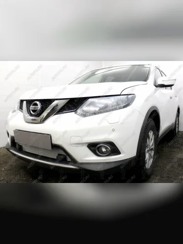 Защита радиатора (с парктроником) Стрелка11 PREMIUM (хром) Nissan X-trail 3 T32 дорестайлинг (2013-2018)