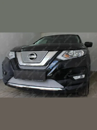 Защита радиатора (низ) Стрелка11 PREMIUM (хром) Nissan X-trail 3 T32 рестайлинг (2017-2022)
