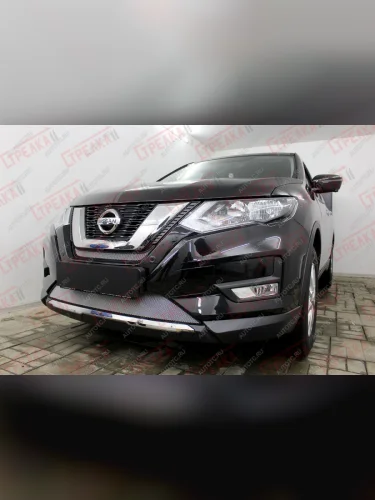 Защита радиатора (середина) Стрелка11 Стандарт (хром) Nissan X-trail 3 T32 рестайлинг (2017-2022)