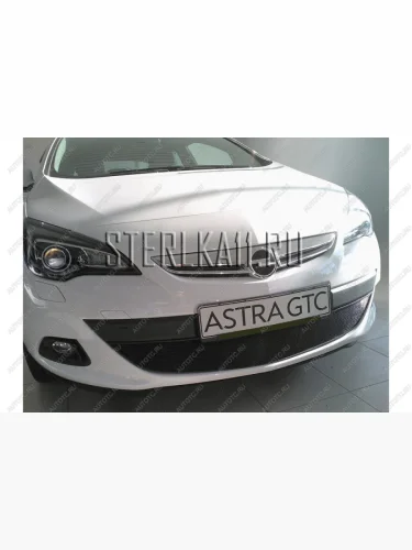 Защита радиатора Стрелка11 Стандарт (черная) Opel Astra  J GTC (2011-2018)