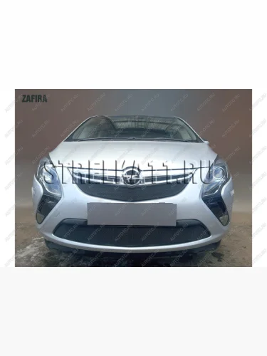 Защита радиатора (верх) Стрелка11 Стандарт (черная) Opel Zafira С дорестайлинг (2011-2016)