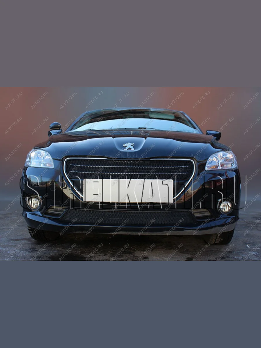 Защита радиатора (верх) Стрелка11 Стандарт Peugeot 301 (2012-2017) (черная)  в Самаре Самарской области