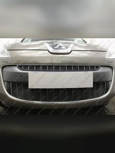 Защита радиатора (верх) Стрелка11 Стандарт (черная) Peugeot 4007 (2007-2012)