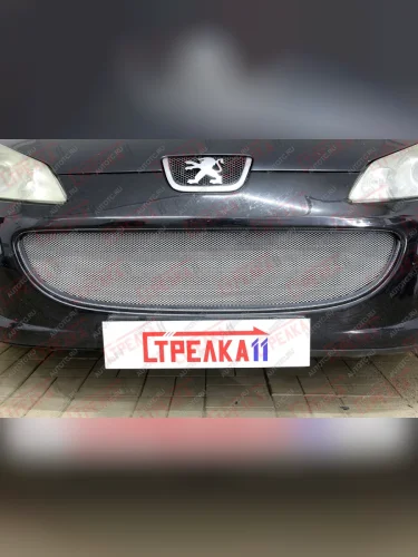 Защита радиатора (низ) Стрелка11 Стандарт (хром) Peugeot 407 универсал (2004-2011)