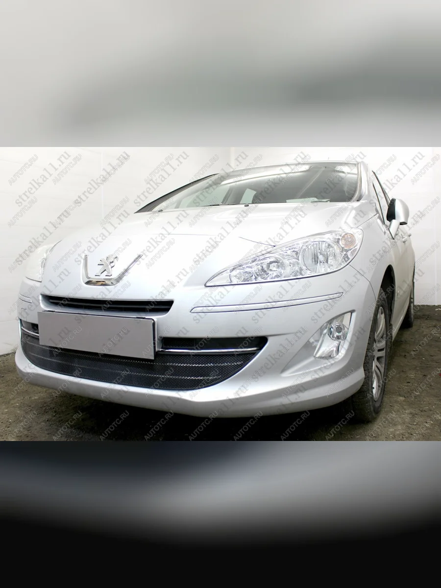 Защита радиатора (3 части) Стрелка11 Стандарт Peugeot 408  дорестайлинг (2010-2017) (черная)  в Керчи Республика Крым