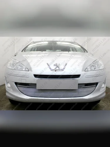 Защита радиатора (3 части) Стрелка11 Стандарт (хром) Peugeot 408  дорестайлинг (2010-2017)