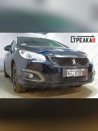Защита радиатора (верх) Стрелка11 Стандарт (хром) Peugeot 408 рестайлинг (2015-2022)