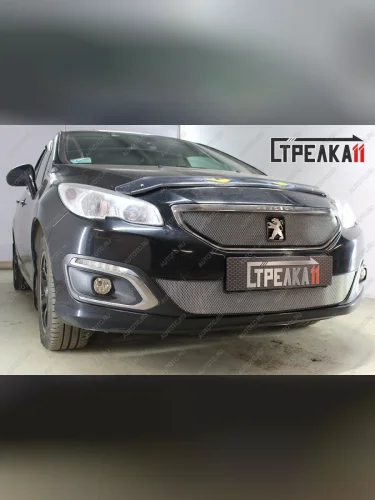 Защита радиатора (низ) Стрелка11 Стандарт (хром) Peugeot 408 рестайлинг (2015-2022)