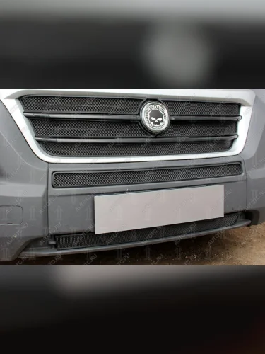 Защита радиатора (2 части) Стрелка11 Стандарт (черная) Fiat Ducato 290 (2014-2025)