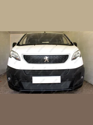 Защита радиатора (2 части центральные) Стрелка11 Стандарт (черная) Peugeot Expert K0 цельнометаллический фургон дорестайлинг (2016-2024)