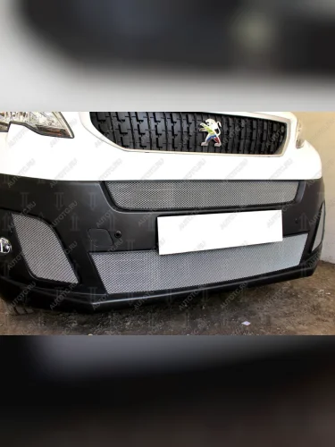 Защита радиатора (2 части боковые) Стрелка11 Стандарт (хром) Peugeot Expert K0 цельнометаллический фургон дорестайлинг (2016-2024)