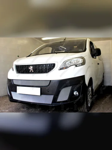 Защита радиатора (2 части центральные) Стрелка11 Стандарт (хром) Peugeot Expert K0 цельнометаллический фургон дорестайлинг (2016-2024)