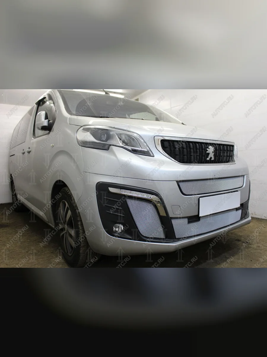 Защита радиатора (середина, низ) Стрелка11 Стандарт Peugeot Traveller K0 L2 дорестайлинг (2016-2024) (хром)  в Самаре Самарской области