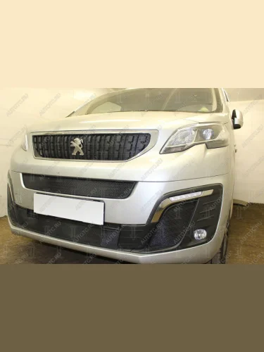 Защита радиатора (боковые) Стрелка11 Стандарт (черная) Peugeot Traveller K0 L2 дорестайлинг (2016-2024)