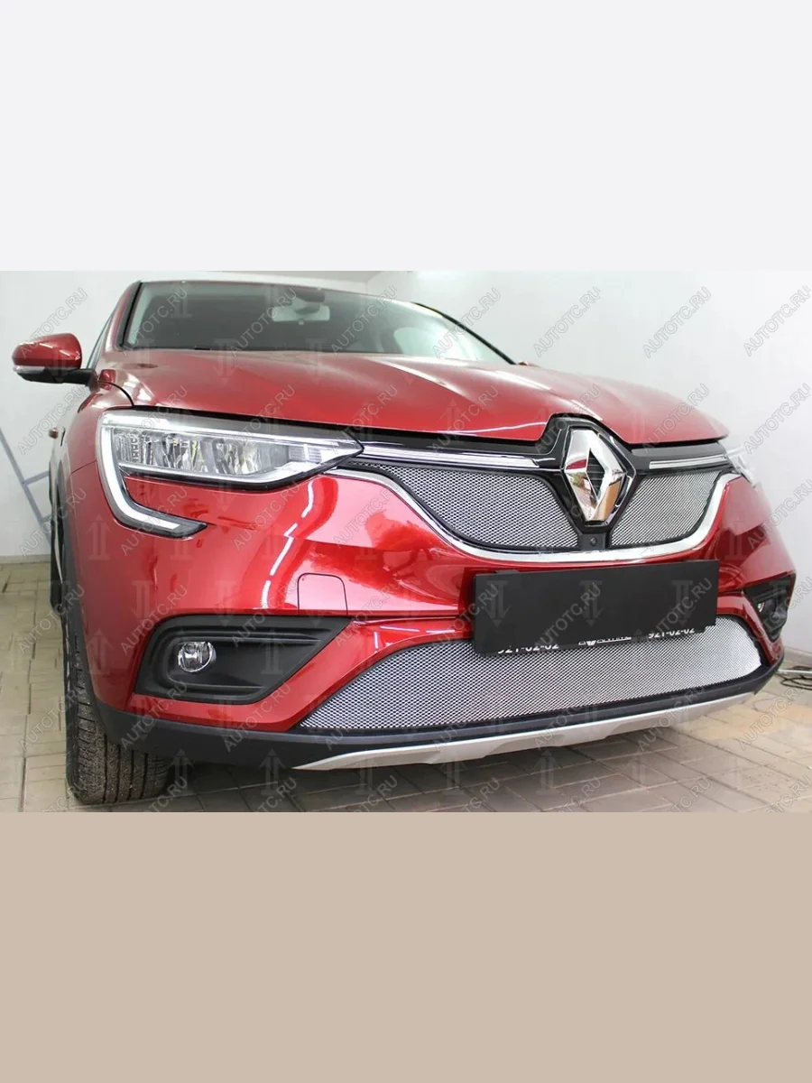 Защита радиатора (верх, 2 части) Стрелка11 Стандарт Renault Arkana (2019-2025) (хром)  в Самаре Самарской области