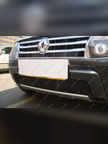 Защита радиатора Стрелка11 Стандарт (черная) Renault Duster HS дорестайлинг (2010-2015)
