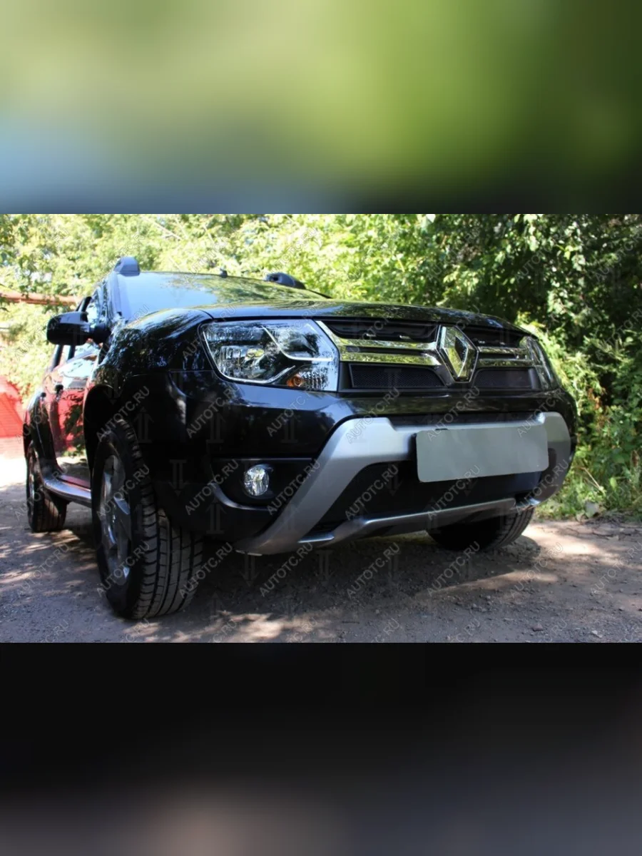 Защита радиатора (верх) Стрелка11 Стандарт Renault Duster HS рестайлинг (2015-2021) (черная)  в Керчи Республика Крым