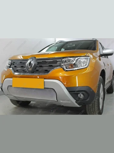 Защита радиатора (верх, 4 части) Стрелка11 Стандарт (хром) Renault Duster HM рестайлинг (2021-2024)